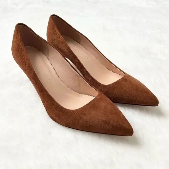 J Crew Colette Pumps in Brown Suede Classic Mid Heel Size 7 workwear office - Picture 2 of 9